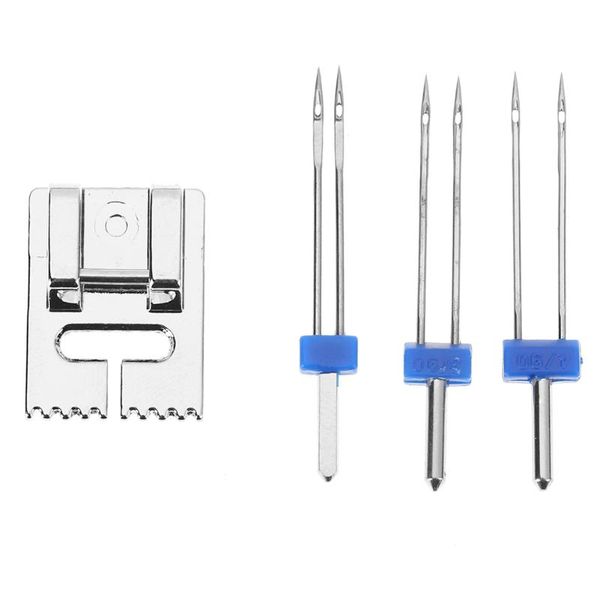 

metal sewing machine presser foot with 3 sizes double twin needles pin for brother singer janome sewing machine, Black