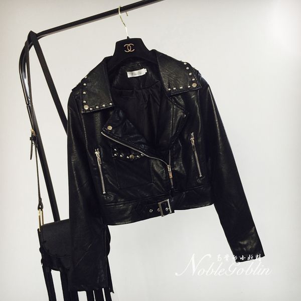 

new spring and autumn women leather jacket coat pu leather jacket short black loose ladies coats