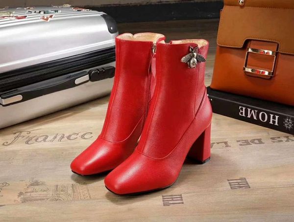 

fashion womens ankle boot rivets winter real leather platform ladies high heels casual shoes booties d12, Black