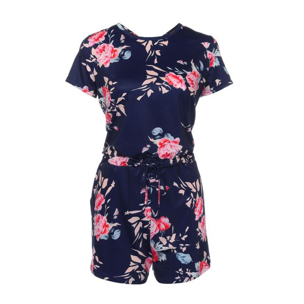 

womail jumpsuit playsuits summer women floral print short sleeve jumpsuit summer beach rompers playsuit apr08 2019, Black;white