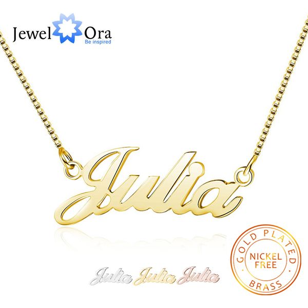

personalized nameplate necklace 3 colors copper name necklaces for women customized your name jewelry friend gift(ne102047, Silver