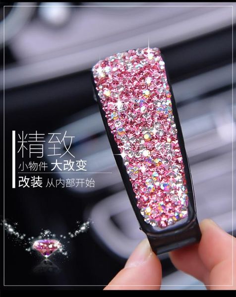 

авто крепежей клип белый розовый rhinestone алмазный автомобилей солнцезащитный козырек очки солнцезащитные очки папку ticket квитанция карт