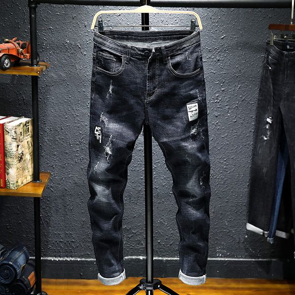 

spring and autumn 2019 japanese men's clothes with korean edition of jeans and slim shoes mw328, Blue