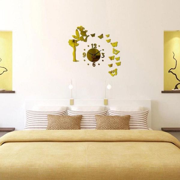 

acrylic 3d wall clocks quartz mirror wall clock cartoon sticker kids home decor watch bedroom living room decoration clock