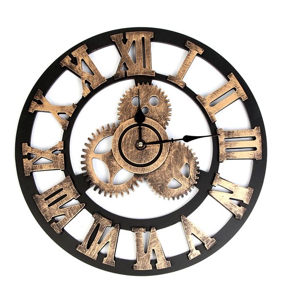 Handmade Oversized 3d Gear Decorative Luxury Art Big Wooden Vintage Large Wall Clock On The For Gift Neon Clocks Nice