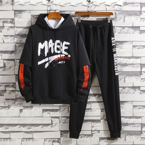 

spring and autumn long-sleeved hooded sweater suit male korean fashion casual two-piece men's fashion casual sports, Gray