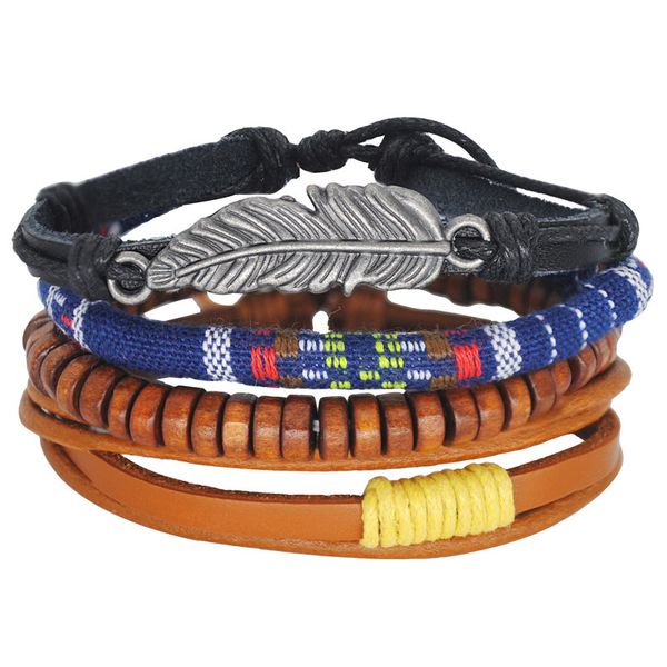 

yumfeel vintage tibetan silver multilayer elephant leather bracelet women men boho punk wrap bangles & bracelet gifts jewelry, Black