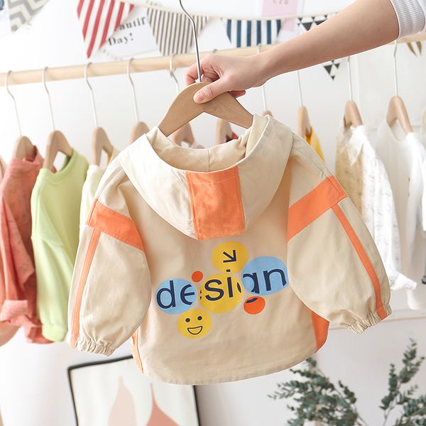 

2020 kids spring and autumn casual letters printing windbreaker boy girl outdoor clothes 6m-6years, Blue;gray