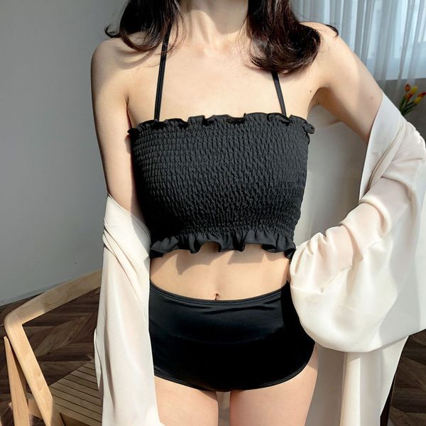 

rashguard female for sports indoor swimsuit bathing suit large size high waist split fold 2019 new big cartoon polyester sierra, White;black
