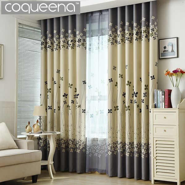 2019 Grey And Cream Floral Print Modern Blackout Curtains For Living Room The Bedroom Home Decor Curtain Sets Drapes Window Treatment From Adeir