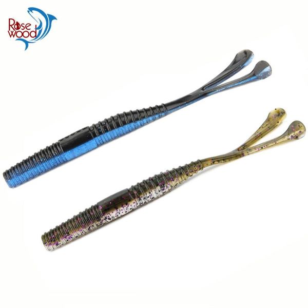 

rosewood 15cm 6'' soft plastic split tail worms with twin hair tails fork tail plastic jerkbaits for texas-rig