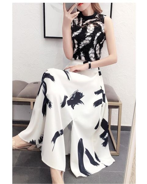 

new women's temperament two-piece fashion network red royal fairy summer suit, White