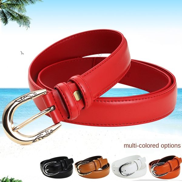 

leather pin buckle pin pure leather belt women's all-match decorative belt women's, Black;brown