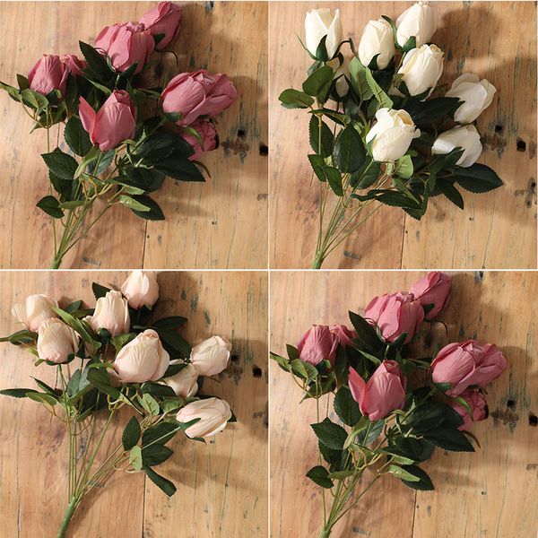

2019 artificial silk rose bud flowers bouquets floral diy wedding house interior decoration party home garden office decoration