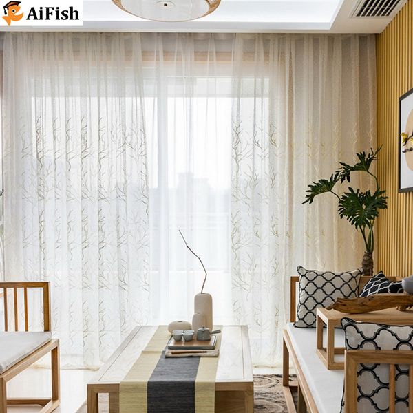 

white branch pattern jacquard organza tulle curtains transperant windows sheer curtain for livingroom bedroom ins style tm1564