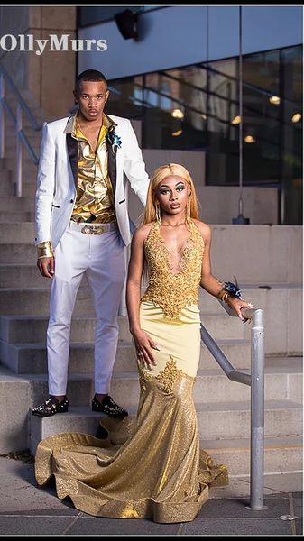 

gold women african mermaid evening gowns halter red prom dresses 2019 party gowns, White;black