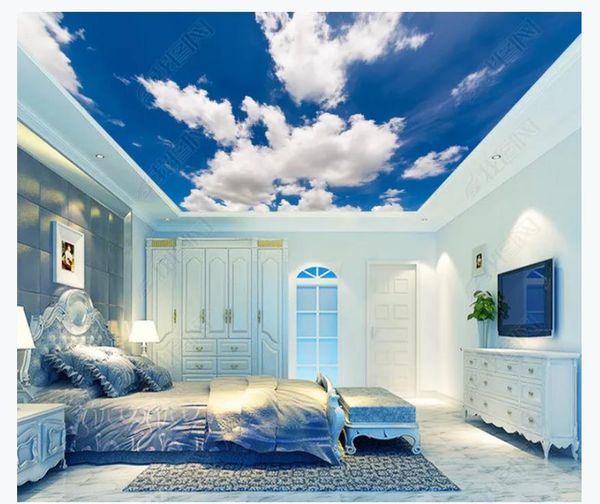 

custom 3d p ceiling zenith interior decorative mural beautiful blue sky and white clouds living room bedroom ceiling zenith mural