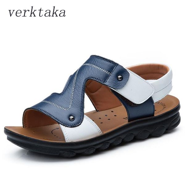 

new 2018 summer boys sandals genuine cow leather beach sandals open toe children shoes outdoor soft kids slippers shoes, Black;red