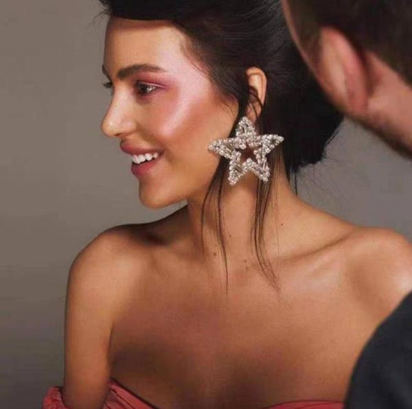 

earrings temperament trendy star big earrings super flash, Golden;silver