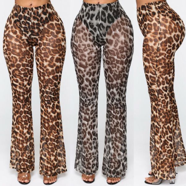 

женщины высокой талией see through flared leg mesh летний пляж длинные брюки брюки, Black;white