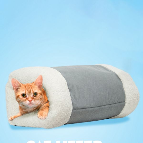 

warm cat plush squeaky paper tunnel nest comfortable cat blanket for winter zipper 2 in 1