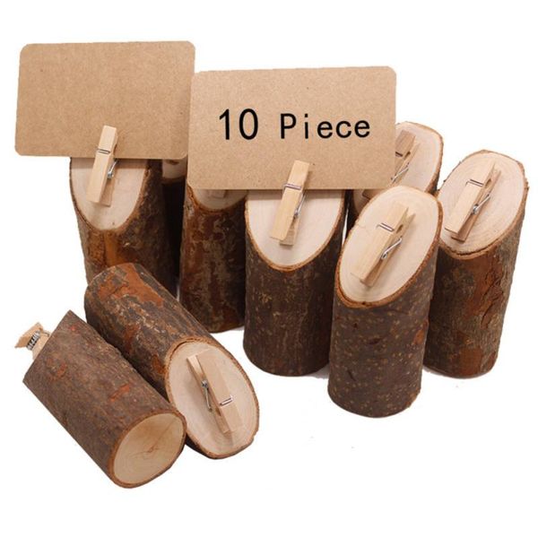 

10pcs wood place card holder round base with clip clasp for displaying memo p picture table number cards