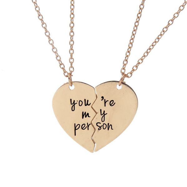 

you are my person heart-shaped necklace lovers send gifts to their girlfriends bohemian punk style jewelry chocker boyfriend, Silver