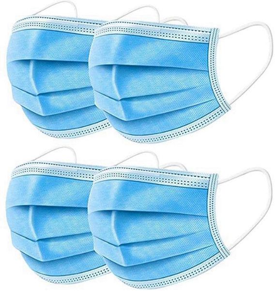 

in stock disposable face masks non-woven 3 layers dustproof mask facial protective cover masks set anti-dust mask anti-pollution dhl