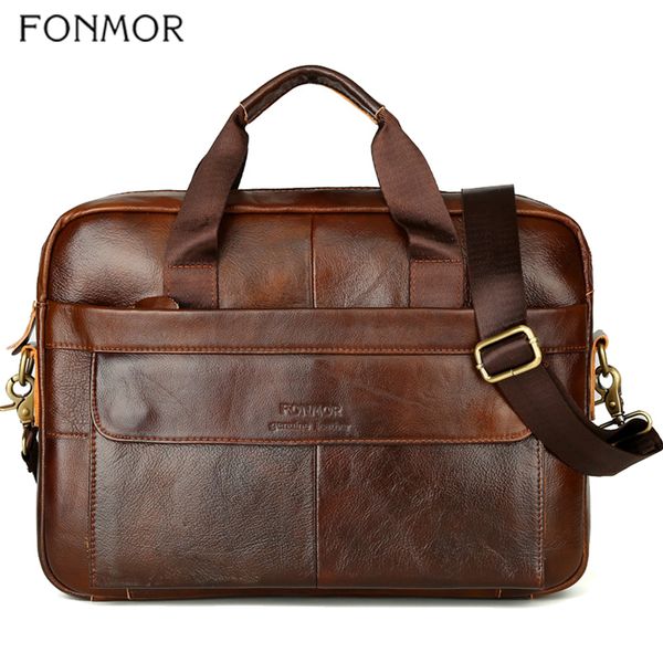 

fonmor натуральная кожа сумки мужчины портфель бизнес компьютер crossbody сумка сумки плеча мужской laptop tote портфолио