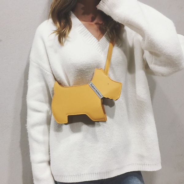 

2019 new fashion women girls crossbody single shoulder bag dog shape pu bag for travel shopping bs88