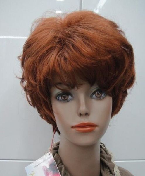 Wig New Short Golden Copper Red Hair Wigs Hivision