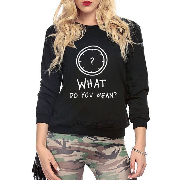 

letter print sweatshirts what do you mean women fleece hip-hop pullovers hipster casual fitness hoodies femme 2019 autumn winter, Black