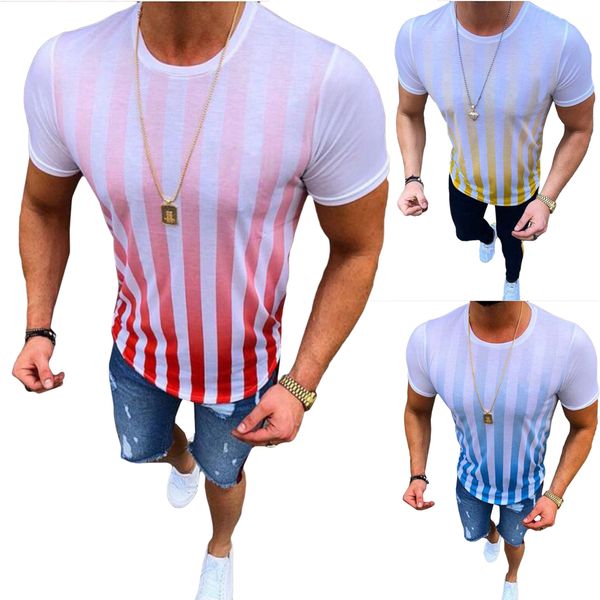 

men summer striped t shirt new casual printed short sleeve fitness t shirt male o-neck slim fit tee homme plus size, White;black