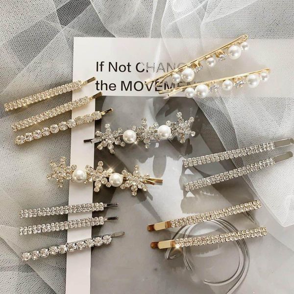 

2020 ins pearl women hair clips rhinestone girls designer hair clips fashion princess barrettes hair accessories for women bb clip, Slivery;white