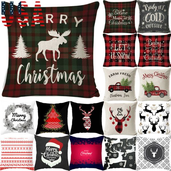 

18 x 18 inch merry christmas xmas designer throw pillow case cover cushion decor car pillow