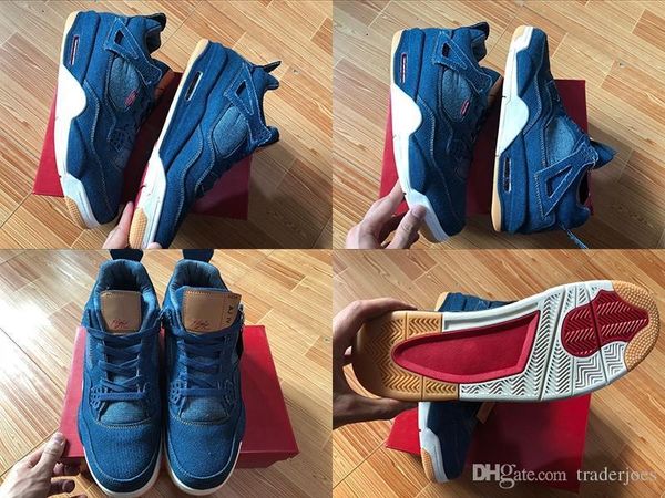 

коробка с мужской баскетбольной обуви senakers 4s джинсы синий для мужчин спортивные кроссовки тренажерный зал тренеры размер us7-13