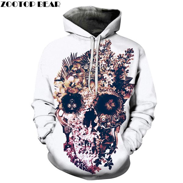 

2019 mechanical skull by ali artist hoodies men women 3d sweatshirts thick casual pullover drop ship brand sportsuit, Black