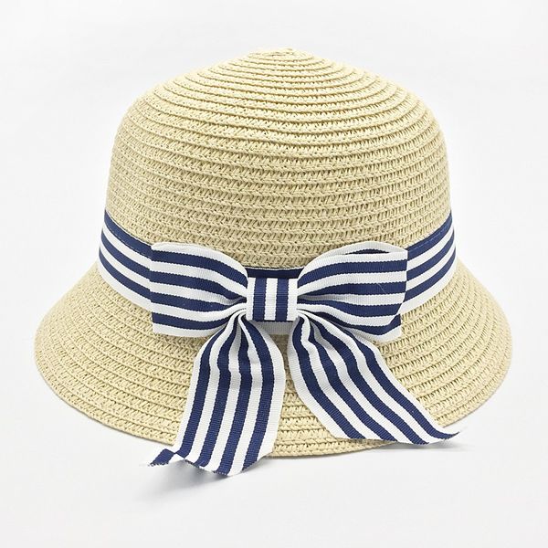 

4colors summer wheat panama sun hat beach hat ribbon bow knot naval straw, Yellow