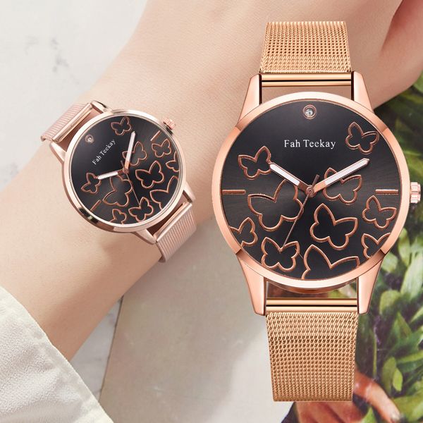 

luxury watch women dress bracelet watch fashion butterfly flying dance dial without scale ladies mesh with quartz #50, Slivery;brown