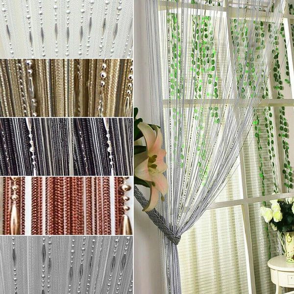 

string chain curtain shiny tassel line curtains window door divider drape living room decor valance home decoration 100x200cm