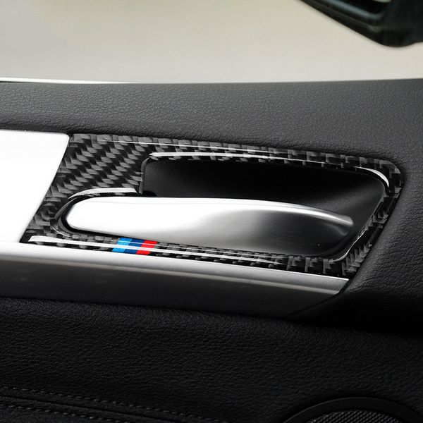 

carbon fiber car interior door handle cover trim door bowl stickers decoration for bmw e70 e71 x5 x6 2008-2013 2014 accessories
