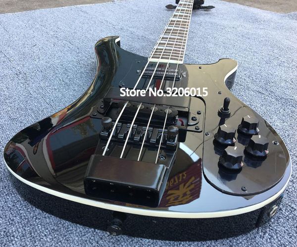 

custom ric 4 strings black 4003 electric bass guitar black hardware, rosewood fretboard & triangle mop inlay