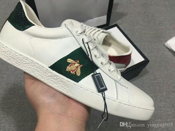 

designer shoes white tiger bee fish pineapple shoes genuine leather designer sneaker mens women casual shoes 34-45 qh18041019, Black