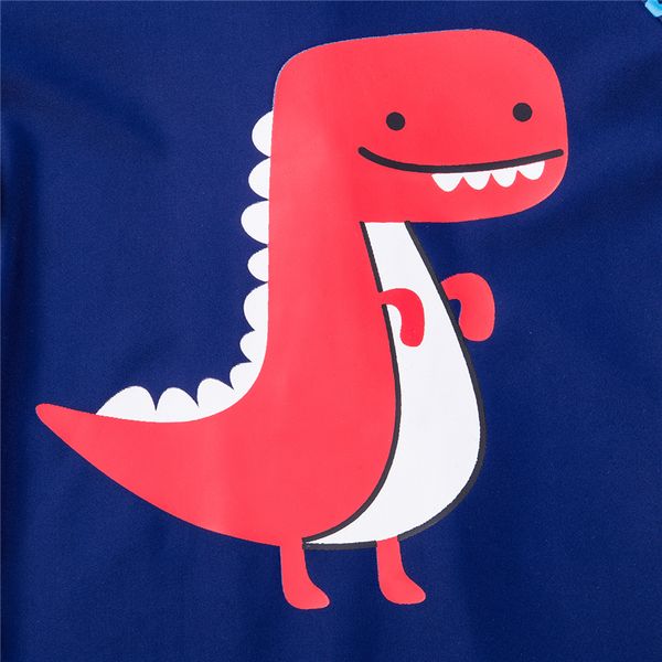 

2020 fashion trend summer baby kid boy sun protective swimwear cute dinosaur pattern beach holiday costume bathing suit with hat, White
