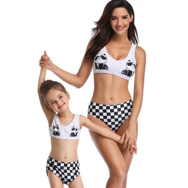 Costume da bagno per ragazza con stampa panda della famiglia Nuovo costume da bagno per madre e figlia Designer Costumi da bagno bikini per bambini