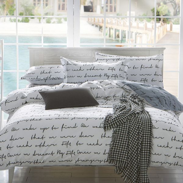 Love Letter Printing Duvet Cover Sets Romantic Polyester Bedding
