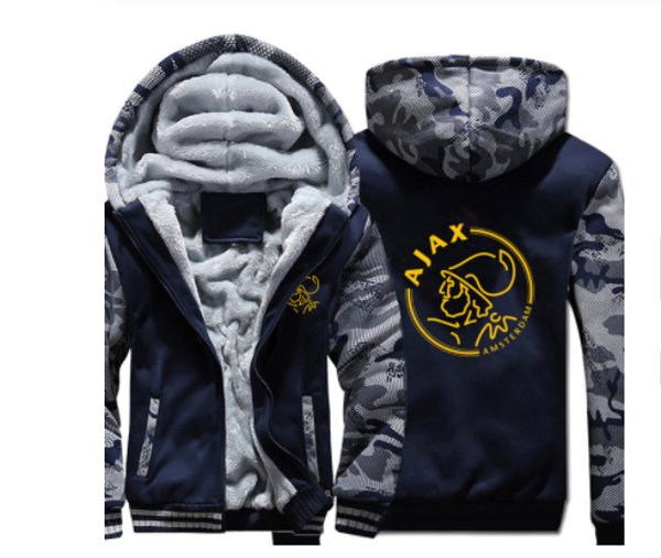 

ajax hoodies winter camouflage sleeve jacket for men fleece winter thicken warm fleece cotton zipper raglan jacket men tracksuit