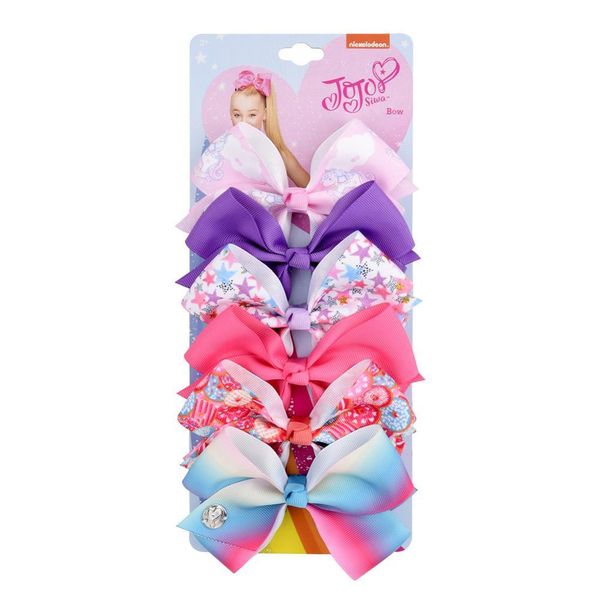 6 pz/set Jojo Siwa Archi Dei Capelli Arcobaleno Unicorno Stampato Nodo Arco Del Nastro O Ragazze Con Pinze Bowknot Accessori Per Capelli Fatti A Mano