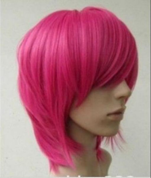 Wig Hot Free New Short Hot Pink Straight Base Cosplay Wig