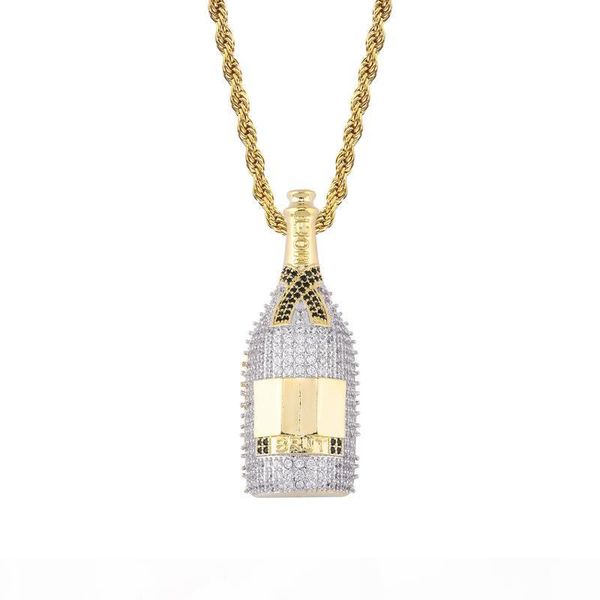 

wine bottle pendants necklace hip hop paved cubic zirconia bling iced out pendants necklace new hot, Silver